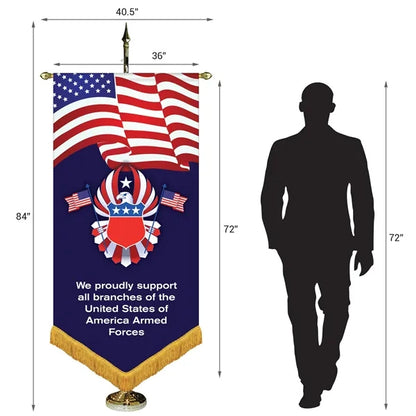 36" x 72" Premium Gonfalon 7' Kit / V-Cut / Fringe