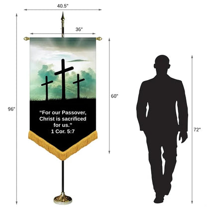 36" x 60" Premium Gonfalon 8' Kit / V-Cut / Fringe