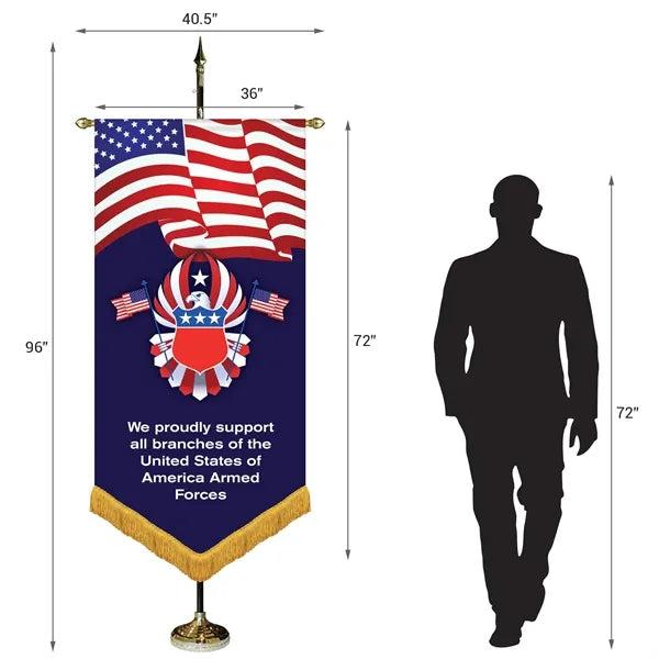 36" x 72" Premium Gonfalon 8' Kit / V-Cut / Fringe