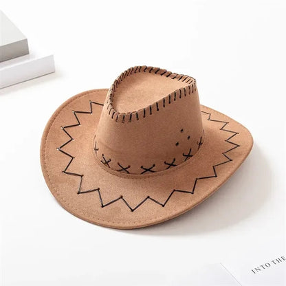 Western Ethnic Style Suede Cowboy Hat