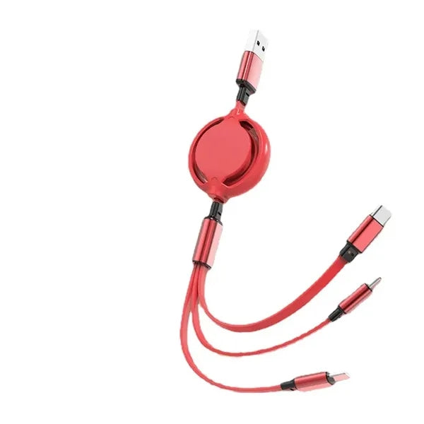 3-In-1 Retractable Usb Multi Charging Cable