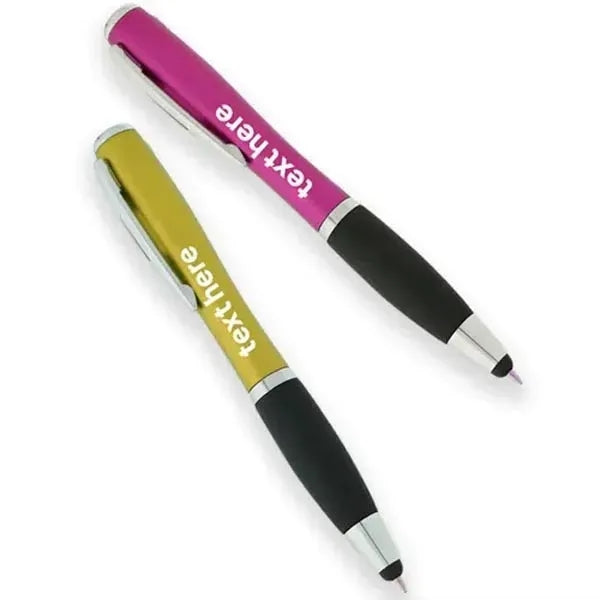 Custom Curvaceous Stylus Ballpoint With Light Pens