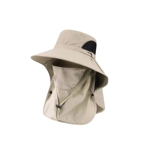 Outdoor Mesh Sun Hat Wide Brim Cap With Neck Flap