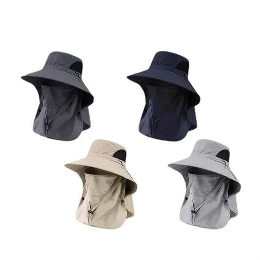 Outdoor Mesh Sun Hat Wide Brim Cap With Neck Flap