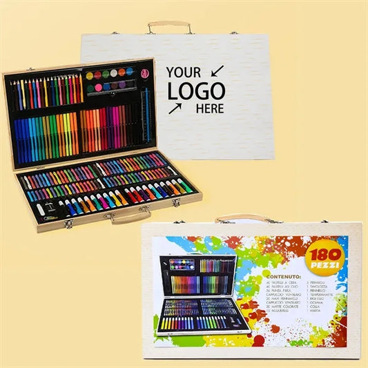 180pcs Wooden Box Painting Pen Set