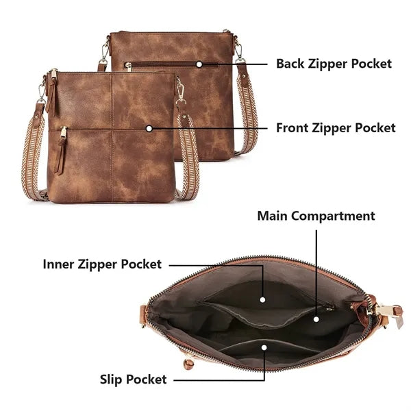 Vintage Crossbody Bag with Adjustable Strap