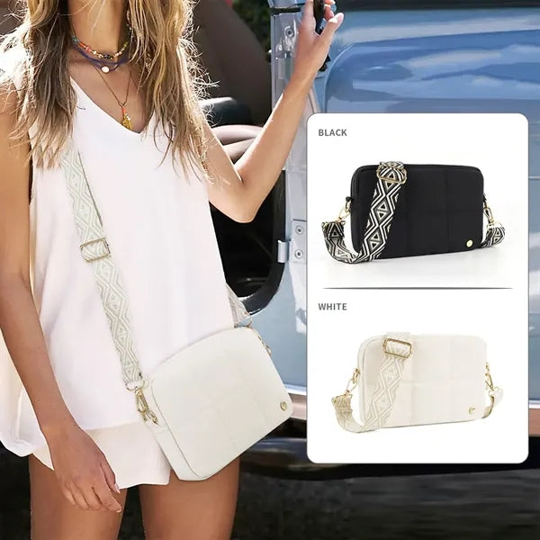 Quilted Crossbody Bag with Adjustable Strap