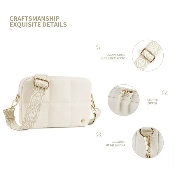Quilted Crossbody Bag with Adjustable Strap