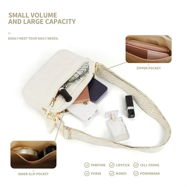 Quilted Crossbody Bag with Adjustable Strap