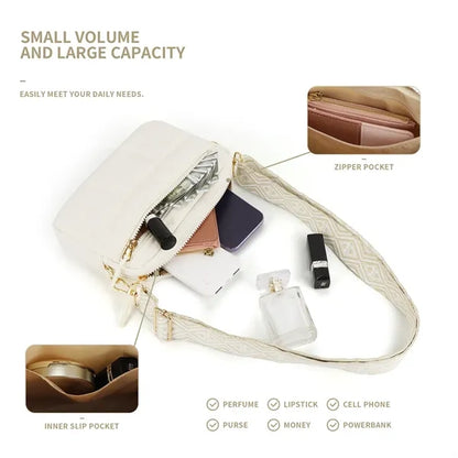 Quilted Crossbody Bag with Adjustable Strap