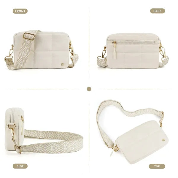Quilted Crossbody Bag with Adjustable Strap