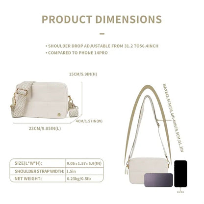 Quilted Crossbody Bag with Adjustable Strap