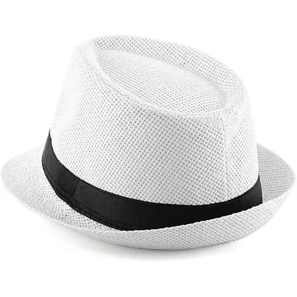 Unisex Summer Panama Straw Fedora Hat Short Brim