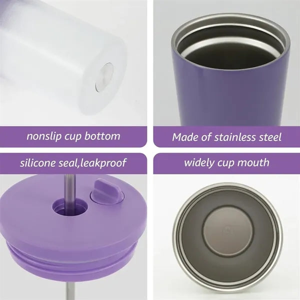 Stainless Steel Vacuum Insulated Tumbler With Lid And Straw