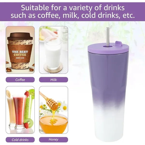 Stainless Steel Vacuum Insulated Tumbler With Lid And Straw