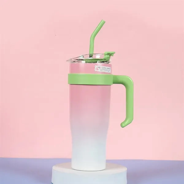 40oz Vacuum Tumbler with Handle & Straw
