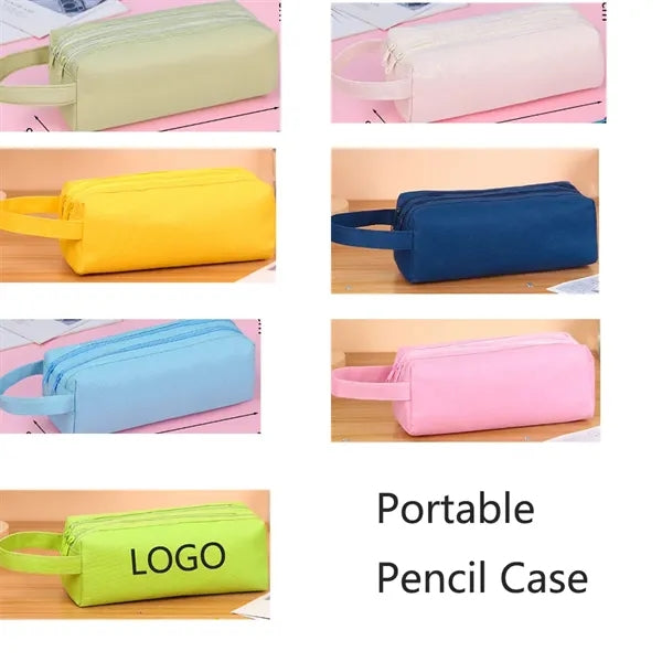 7.8" Portable Oxford Zipper Pencil Case Pen Bag MOQ 100pcs