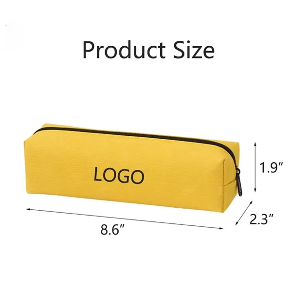 8.6" Pure Color Oxford Zipper Pencil Case Pen Bag MOQ 100pcs