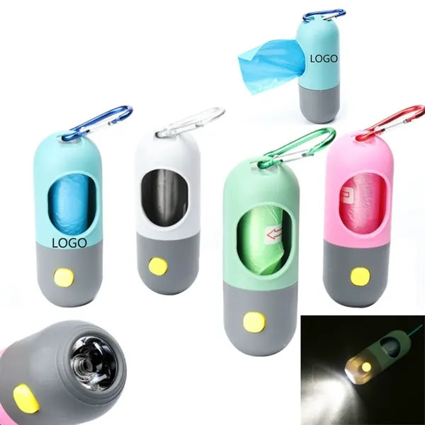 Pet Poop Bag Dispenser With LED Flashlight And Carabiner