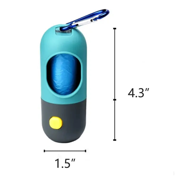 Pet Poop Bag Dispenser With LED Flashlight And Carabiner