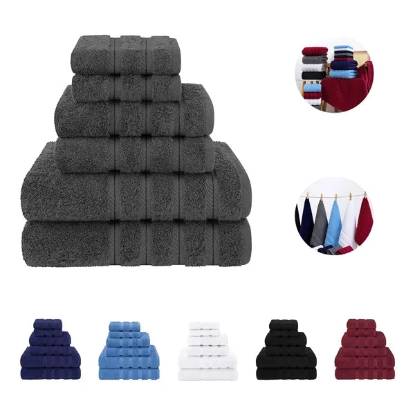 Luxury 6 Piece Towel Set - 100% Cotton
