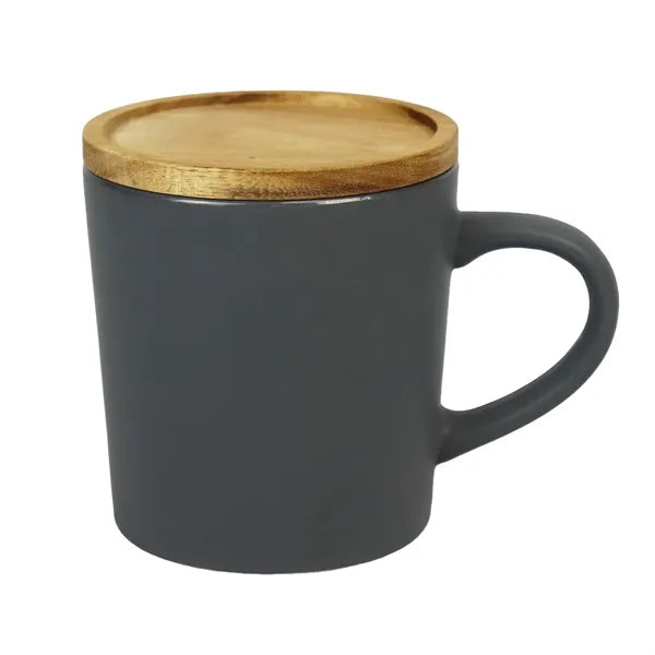 16oz Ceramic Mug with Wood Lid