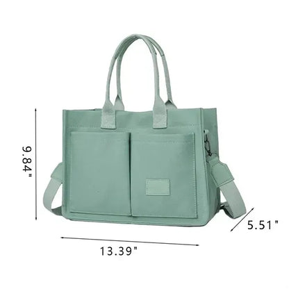 Multi-Pocket Canvas Tote Bag