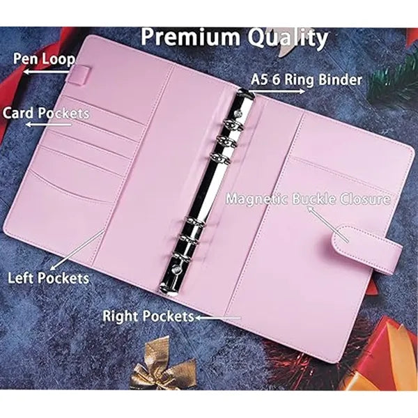 A6 binder zipper pocket PU leather notebook case
