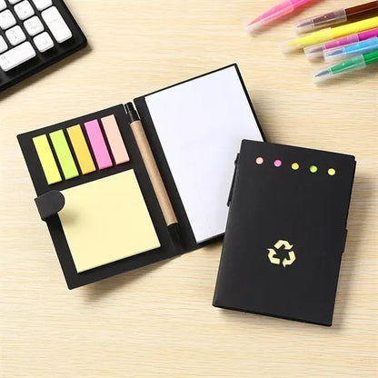 Recycled Memo Pad with Pen, Sticky Notes & Tabs