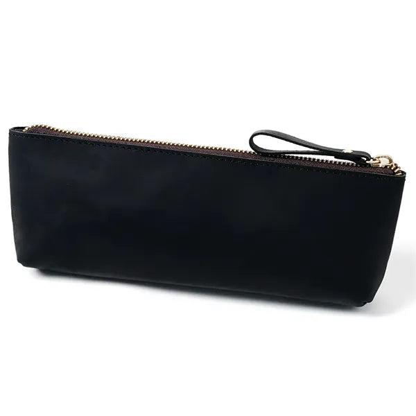 Genuine Leather Zipper Pencil Case Pen Pouch