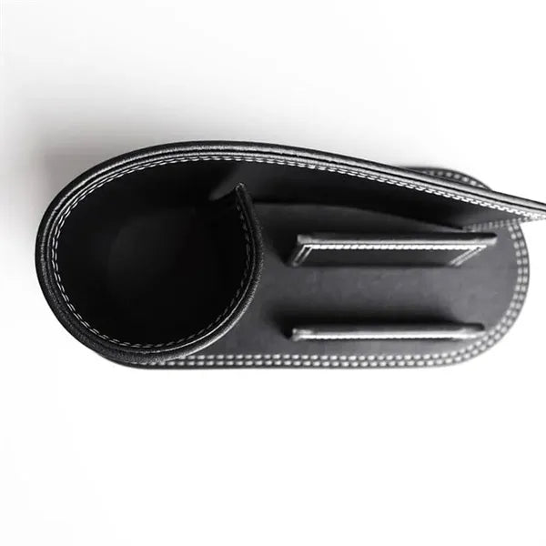 leather pen holder with business card storage stand
