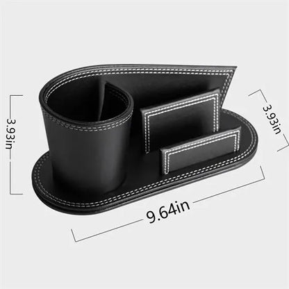 leather pen holder with business card storage stand
