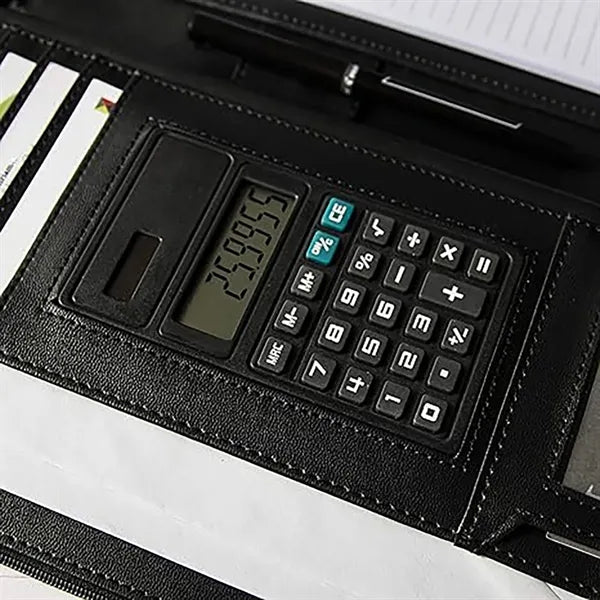 A5 Notepad Zippered Organizer With Calculator Writing Pad