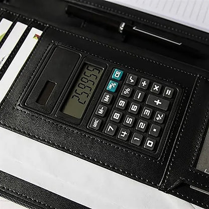 A5 Notepad Zippered Organizer With Calculator Writing Pad