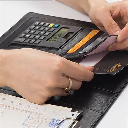 A5 Notepad Zippered Organizer With Calculator Writing Pad