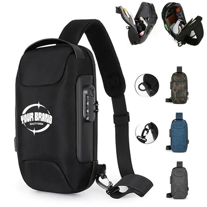 Sling Men Backpack Chest Storage Zipper Bag with Password