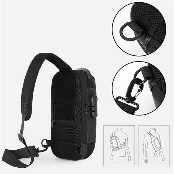 Sling Men Backpack Chest Storage Zipper Bag with Password
