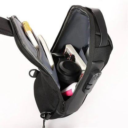 Sling Men Backpack Chest Storage Zipper Bag with Password