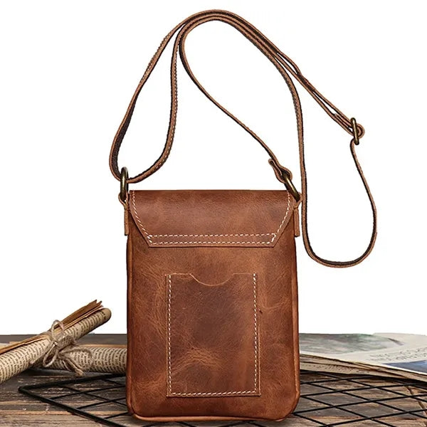 Genuine Leather Mini Vintage Phone Purse Flip Crossbody Bag