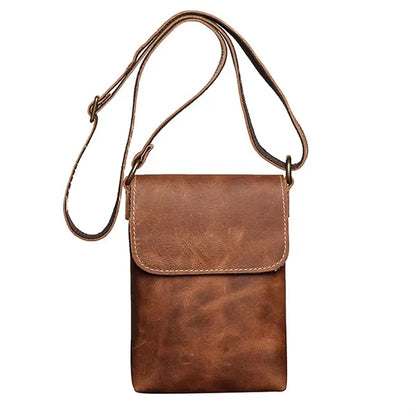 Genuine Leather Mini Vintage Phone Purse Flip Crossbody Bag