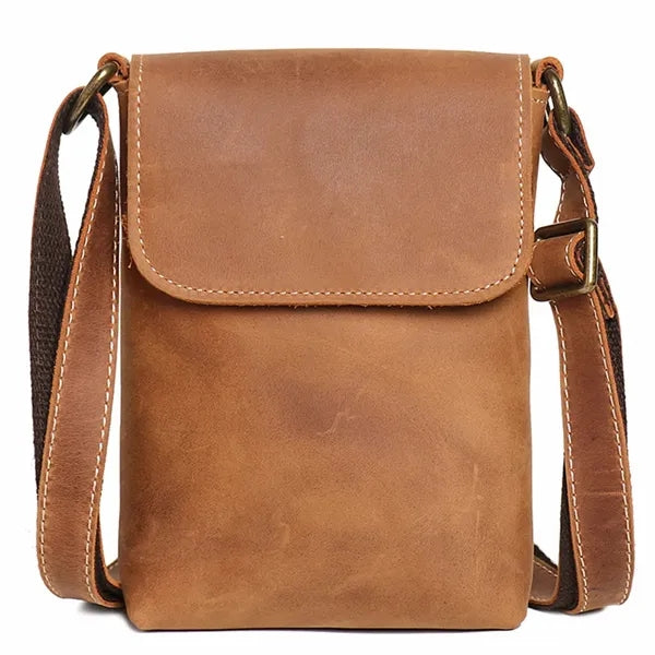 Genuine Leather Mini Vintage Phone Purse Flip Crossbody Bag