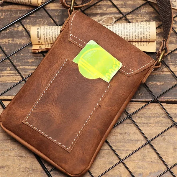 Genuine Leather Mini Vintage Phone Purse Flip Crossbody Bag
