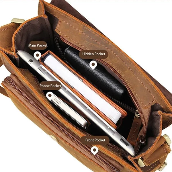Large Genuine Leather Crossbody Messenger Bag Briefcase