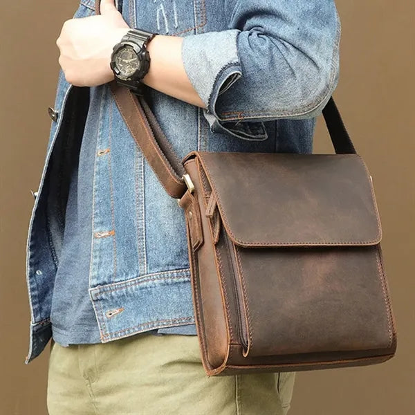 Large Genuine Leather Crossbody Messenger Bag Briefcase