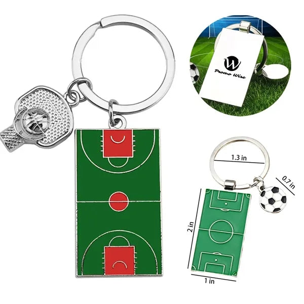 Football Field Soccer Metal Keychain Sports Key Ring Decor
