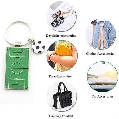 Football Field Soccer Metal Keychain Sports Key Ring Decor