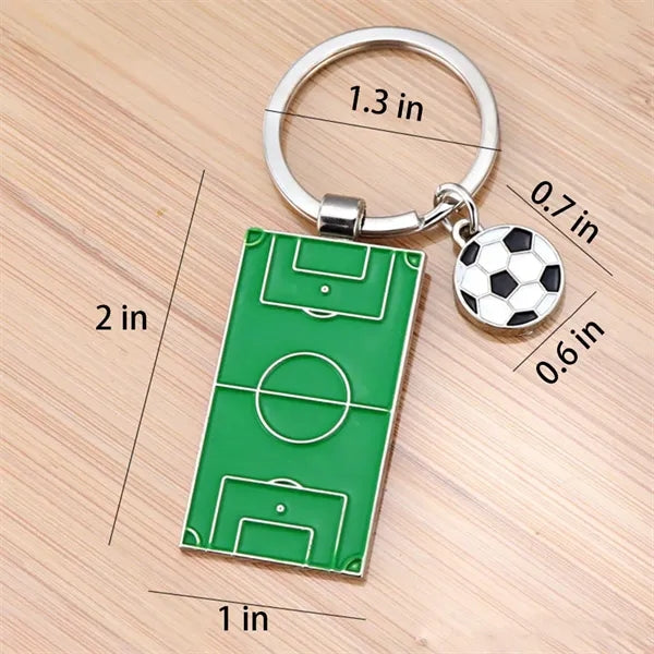 Football Field Soccer Metal Keychain Sports Key Ring Decor