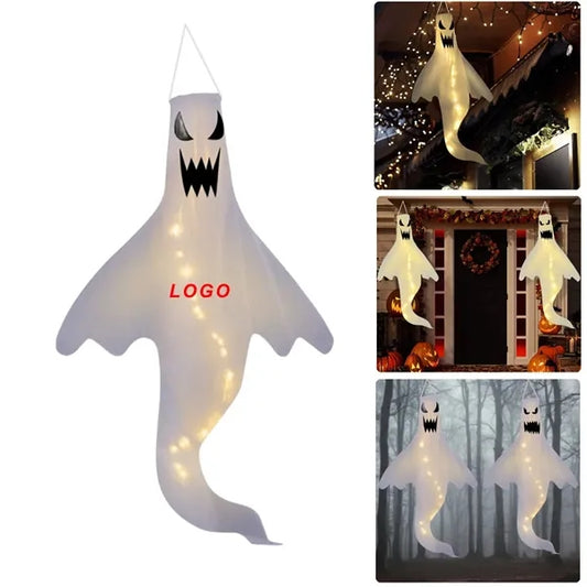 Halloween Ghost Windsock Flag with LED Lights