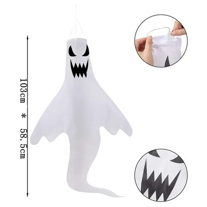 Halloween Ghost Windsock Flag with LED Lights