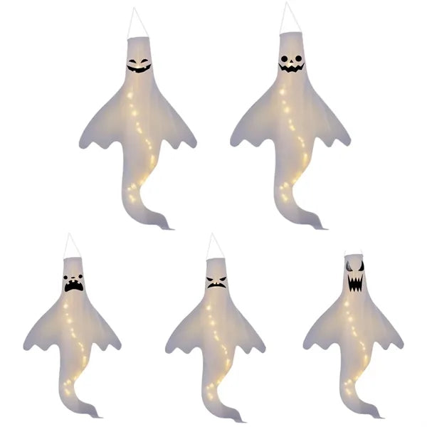 Halloween Ghost Windsock Flag with LED Lights
